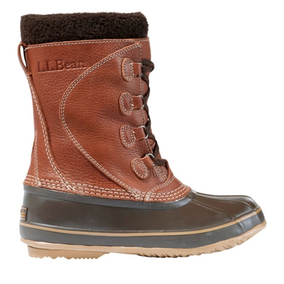 LL Bean Women’s Duck Snow Boots Tumbled Leather Removable Thinsulate Liner Sz. 9 - Picture 2 of 16